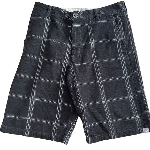 Vans black plaid corduroy shorts size 30. - Picture 1 of 5